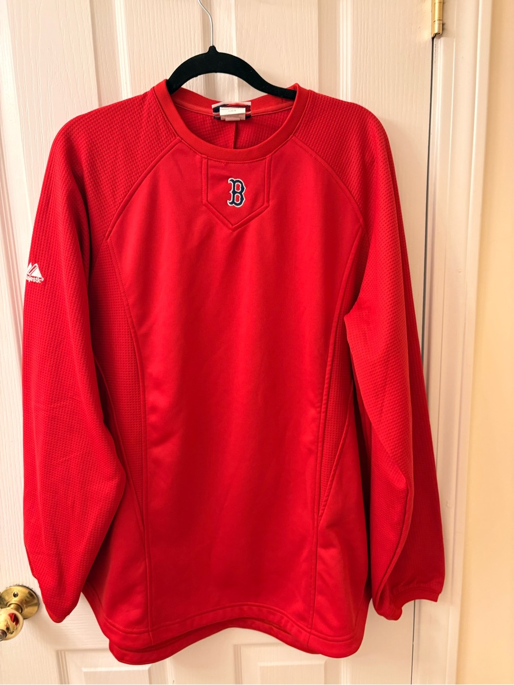 Majestic Men's Red Crewneck Pullover with Boston 'B' Logo